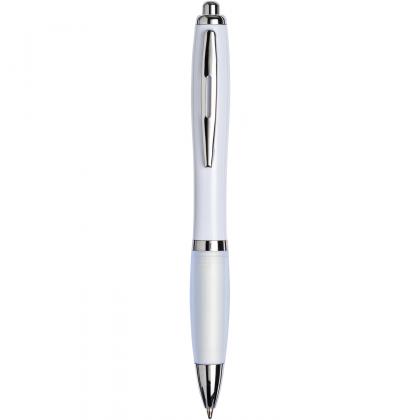 Curvy ballpoint pen with white barrel