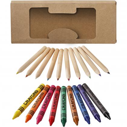 Lucky 19-piece coloured pencil and crayon set