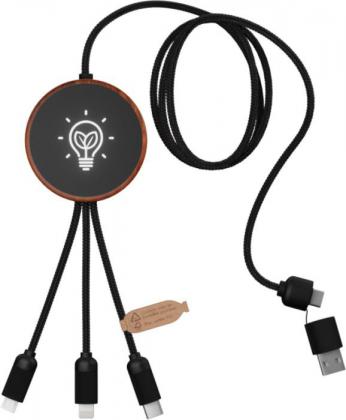 SCX.design C40 5-in-1 rPET light-up logo charging cable and 10W charging pad