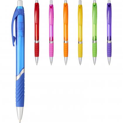 Turbo translucent ballpoint pen with rubber grip