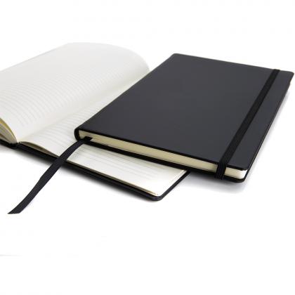 Black Torino A5 Casebound Notebook with an elastic strap