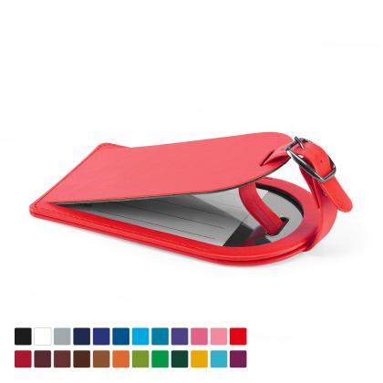 Large Luggage Tag with a Flap, in Belluno, a vegan coloured leatherette with a subtle grain.