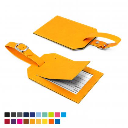 Rectangle Luggage Tag with Security Flap in Soft Touch Vegan Torino PU.