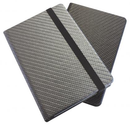 Carbon Fibre Textured A5 Casebound Notebook with Elastic Strap