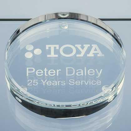 Picture of 9cm x 18mm Clear Glass Round Paperweight