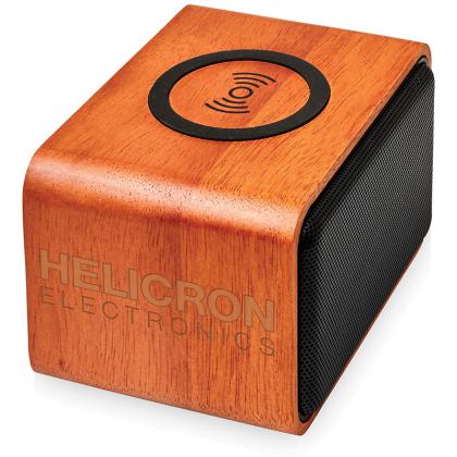 Picture of Wooden speaker with wireless charging pad